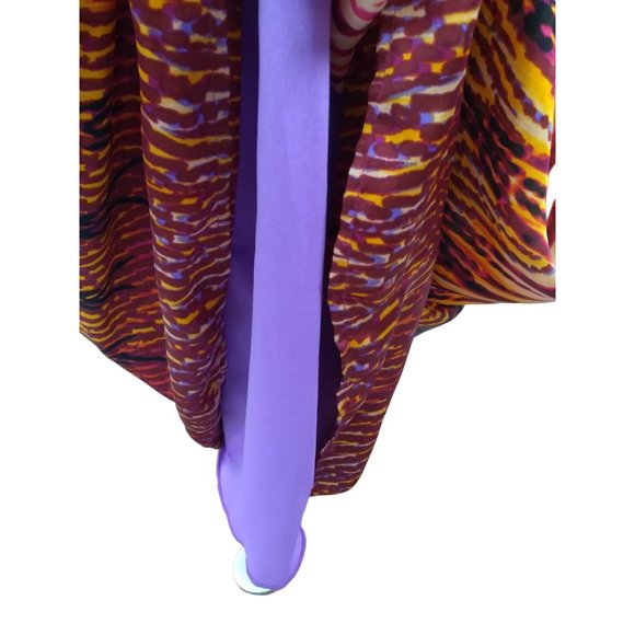 Bisou Bisou One shoulder boho tie dye style maxi flow lined dress w/belt US 8 - Picture 3 of 15